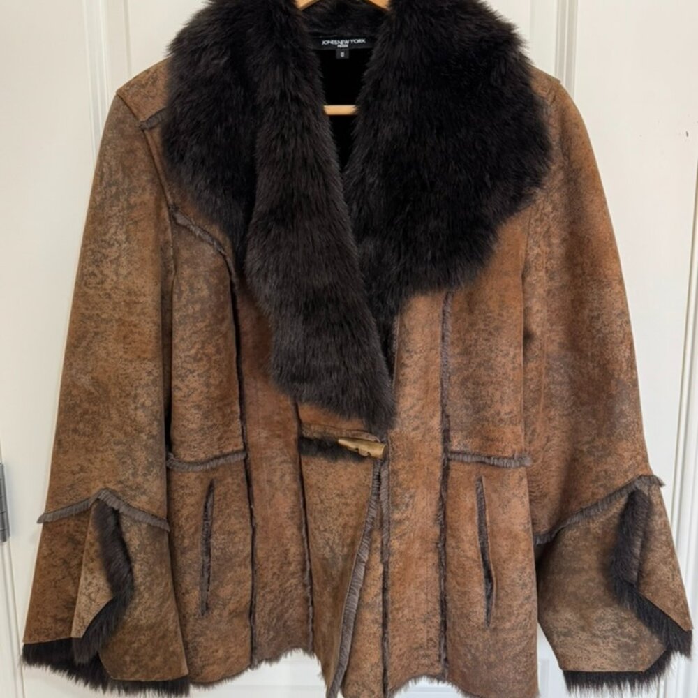 Faux Fur Cropped Toggle Jacket